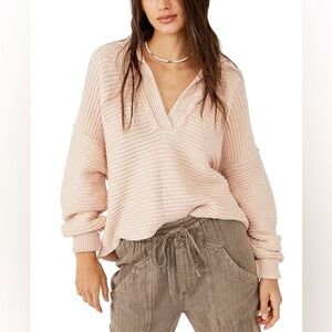 Free People Marlie Pullover Sweater in Dusty Pink
